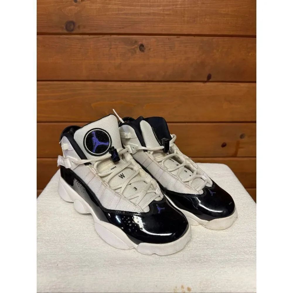 Air Jordan 6 Rings (GS)  323419 104 White Black Dark Concord SZ 6.5 youth